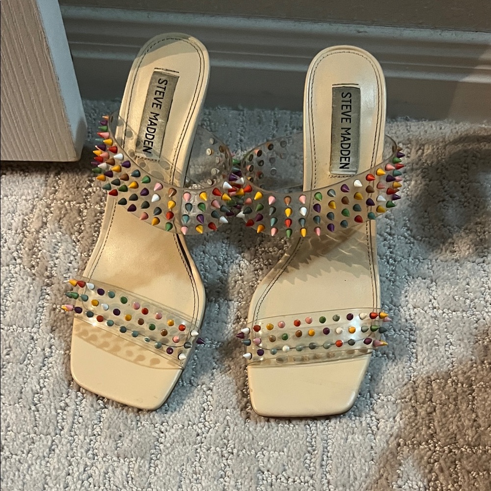 Steve Madden Clear Sandals with Multicolor Studs